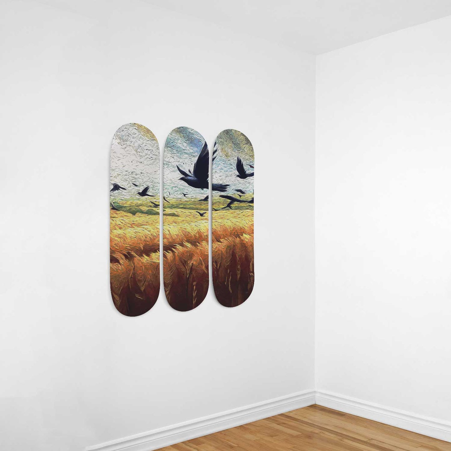 Van Gogh Crows in a Wheat Field 3-Deck Skateboard Wall Art