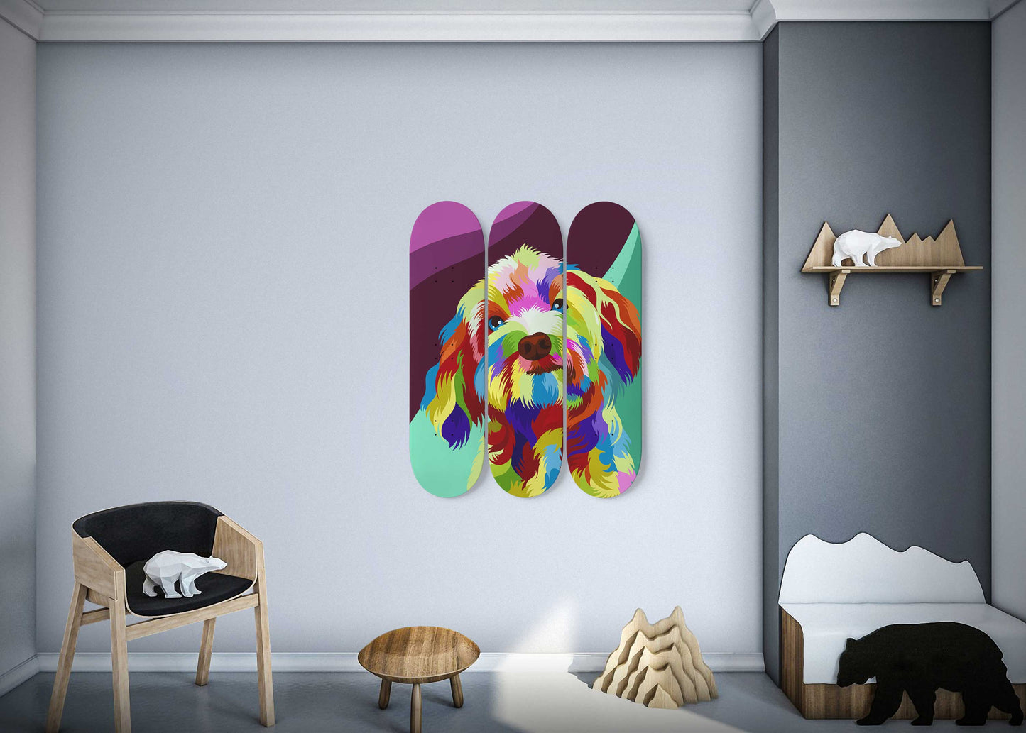 Cute Dog #2.0 3-Deck Skateboard Wall Art