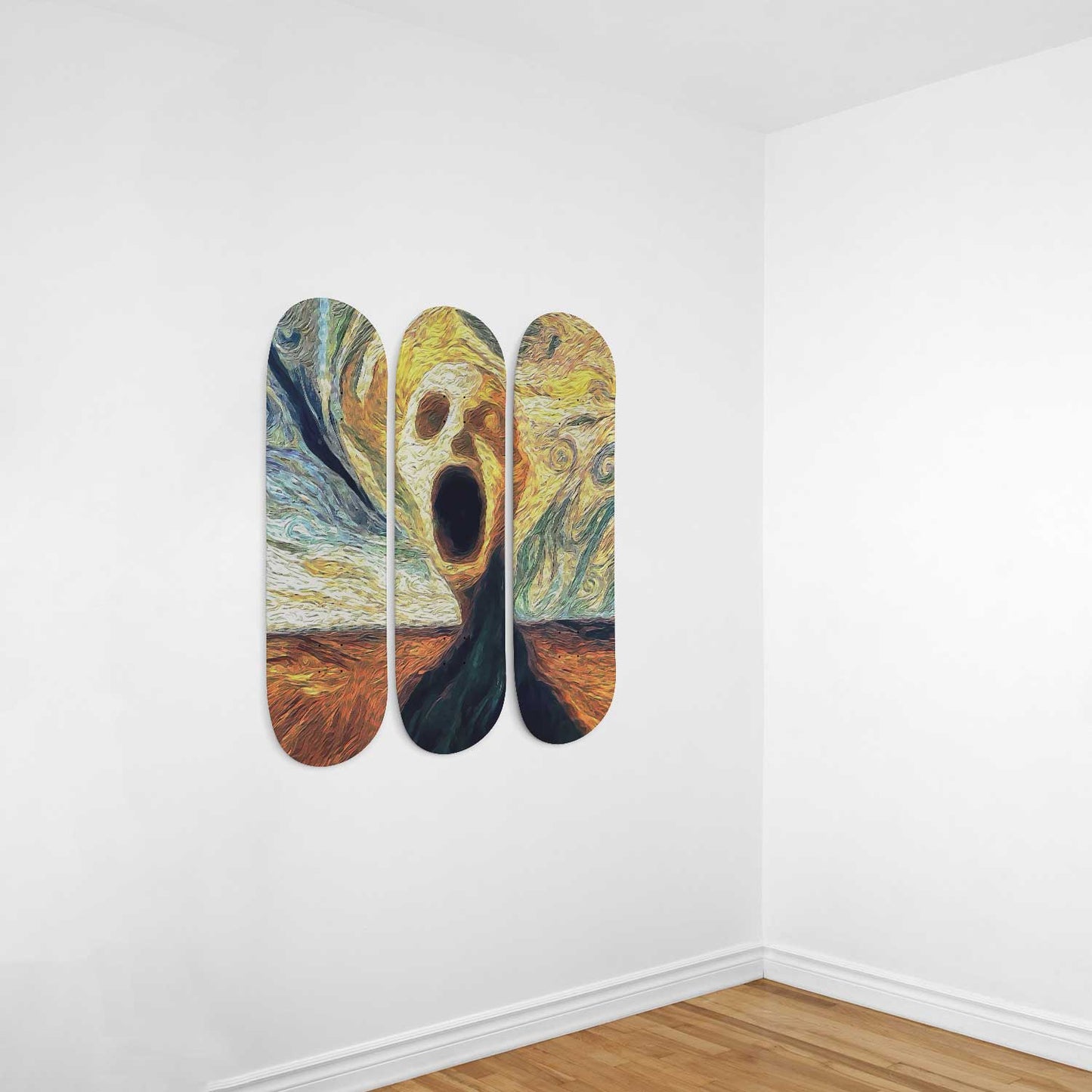 Van Gogh Echo 3-Deck Skateboard Wall Art: Masterpiece in Motion