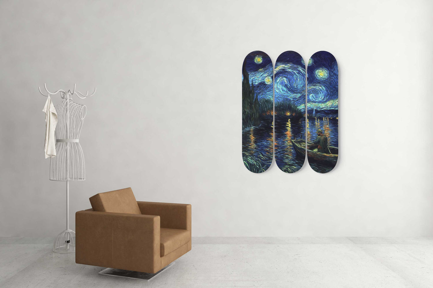 Van Gogh Fishman at night 3-Deck Skateboard Wall Art