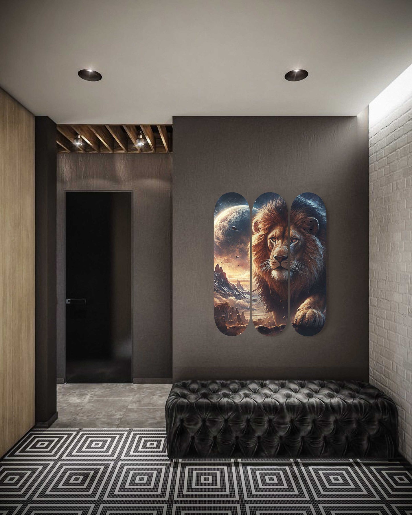 Galaxy Lion 3-Deck Skateboard Wall Art