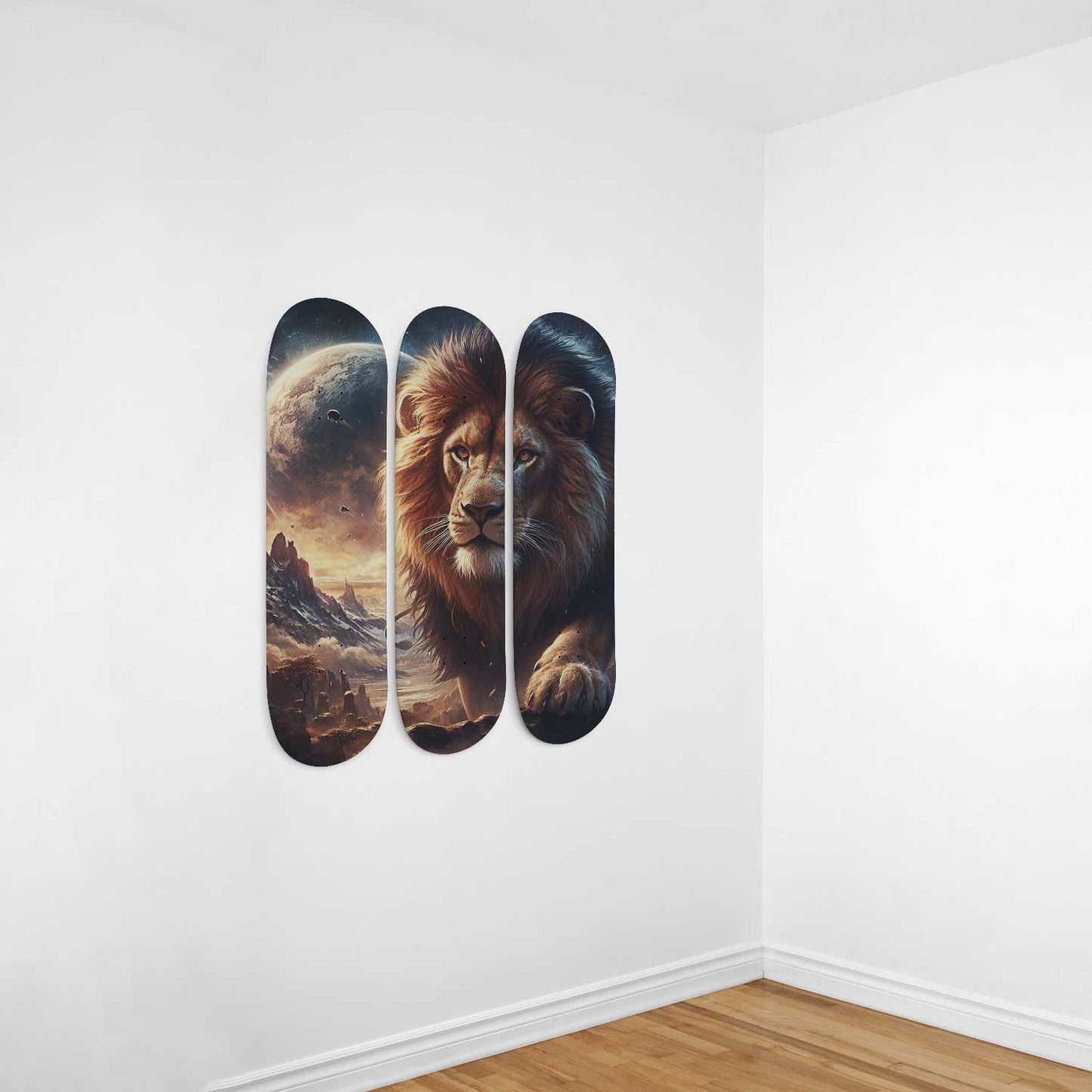 Galaxy Lion 3-Deck Skateboard Wall Art