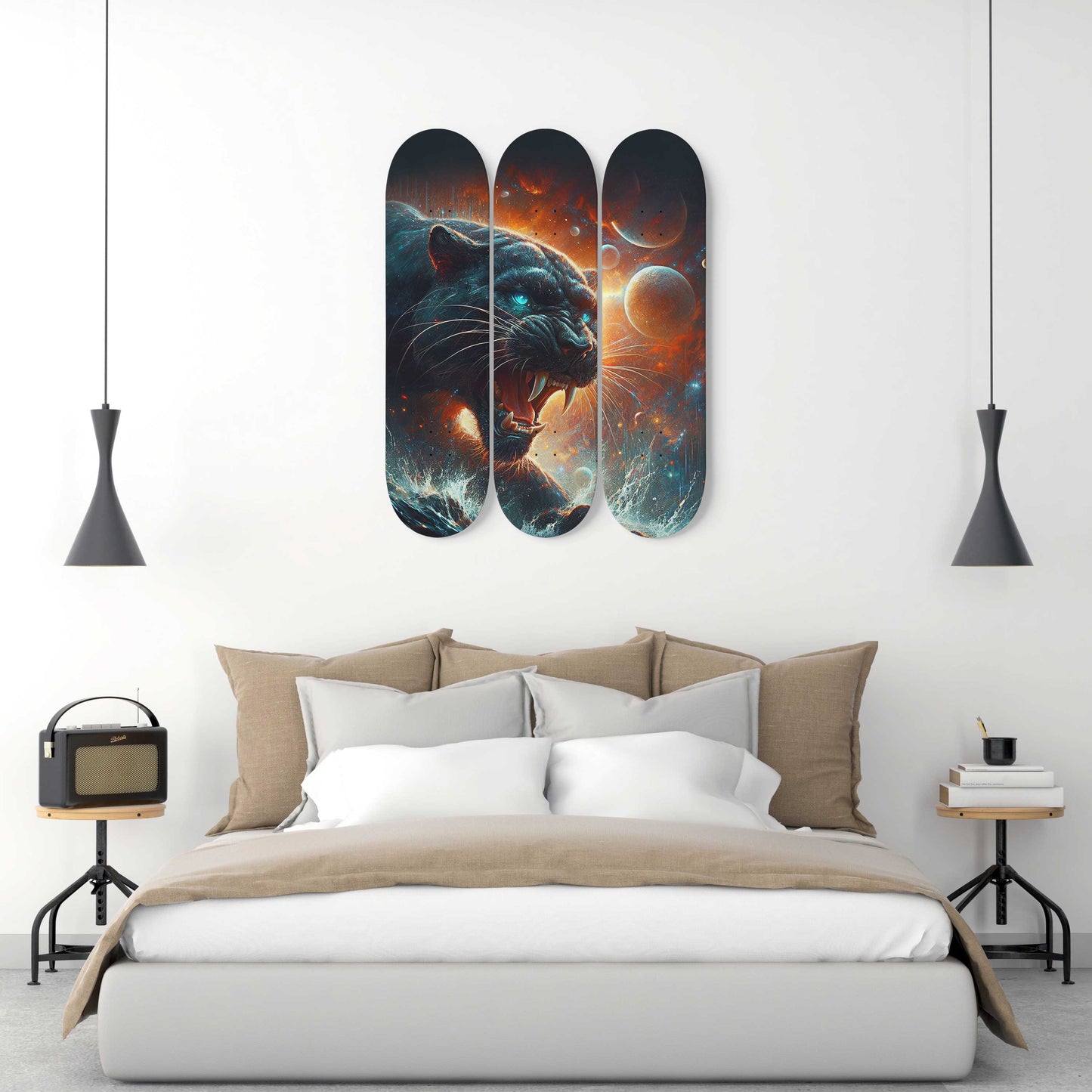 Galaxy Panther 3-Deck Skateboard Wall Art