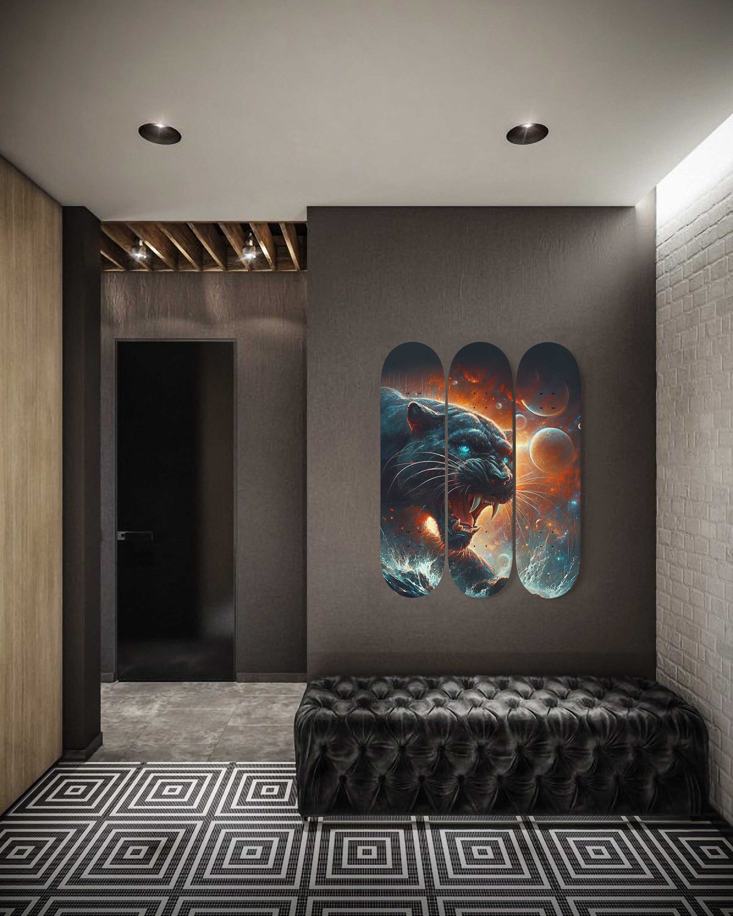 Galaxy Panther 3-Deck Skateboard Wall Art