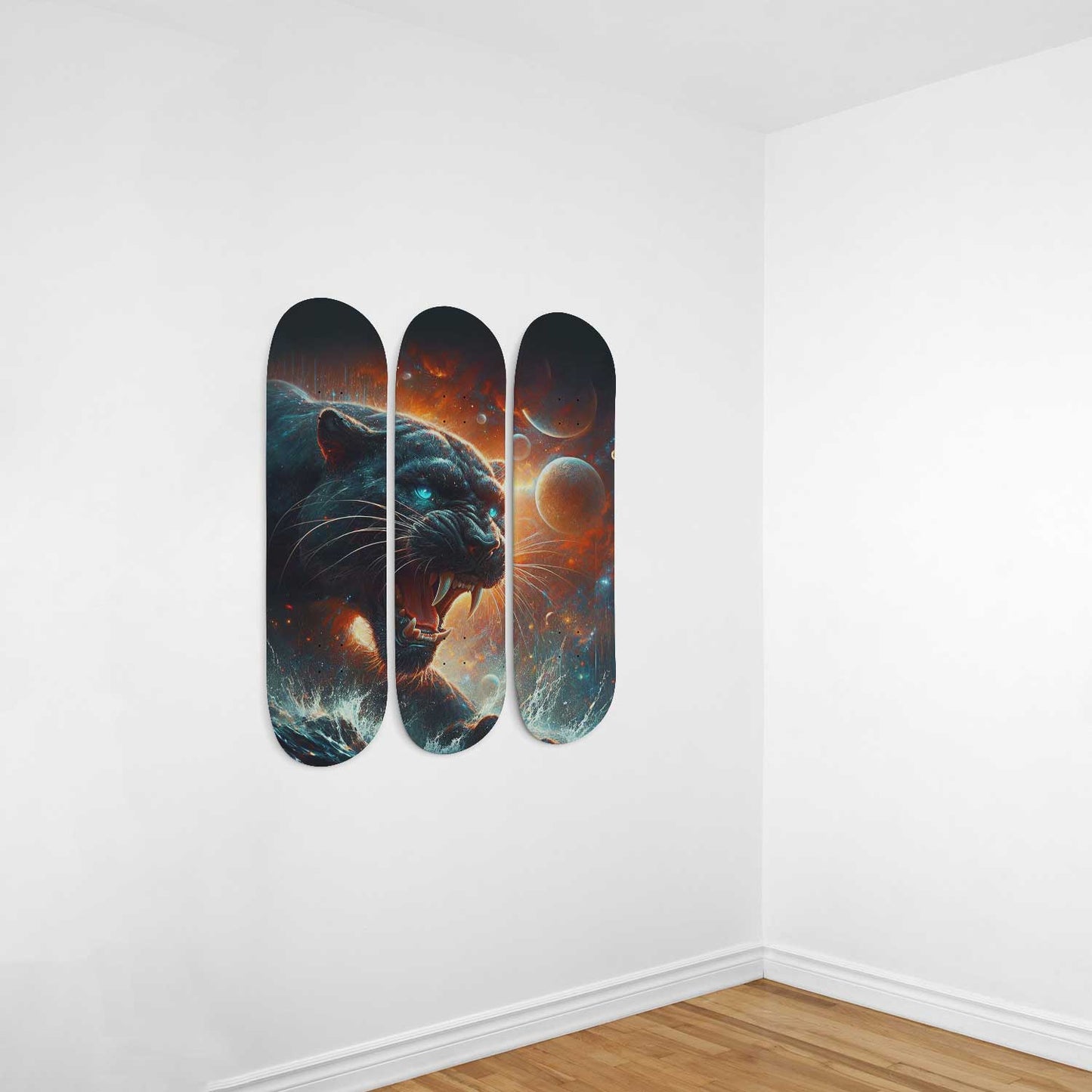 Galaxy Panther 3-Deck Skateboard Wall Art