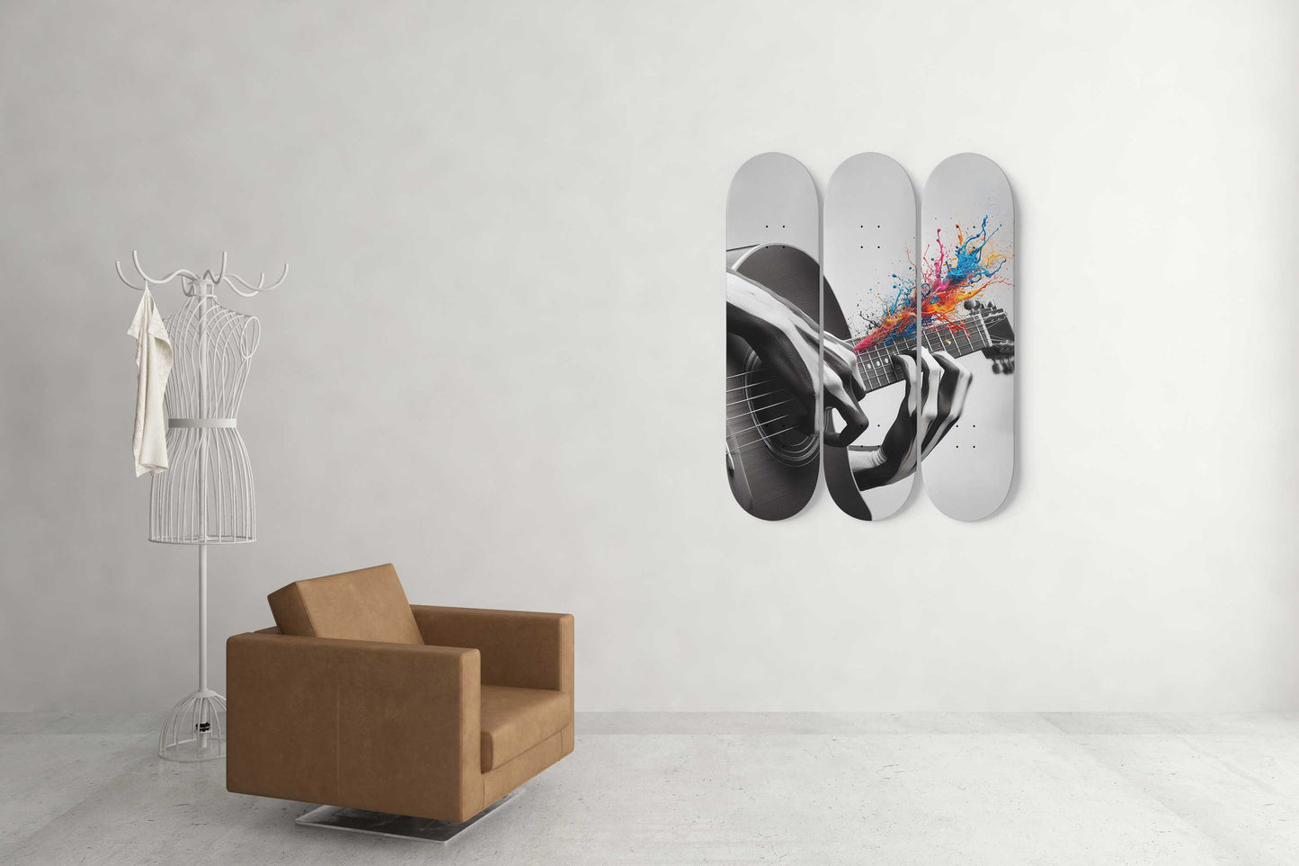 Guitar  3-Deck Skateboard Wall Art
