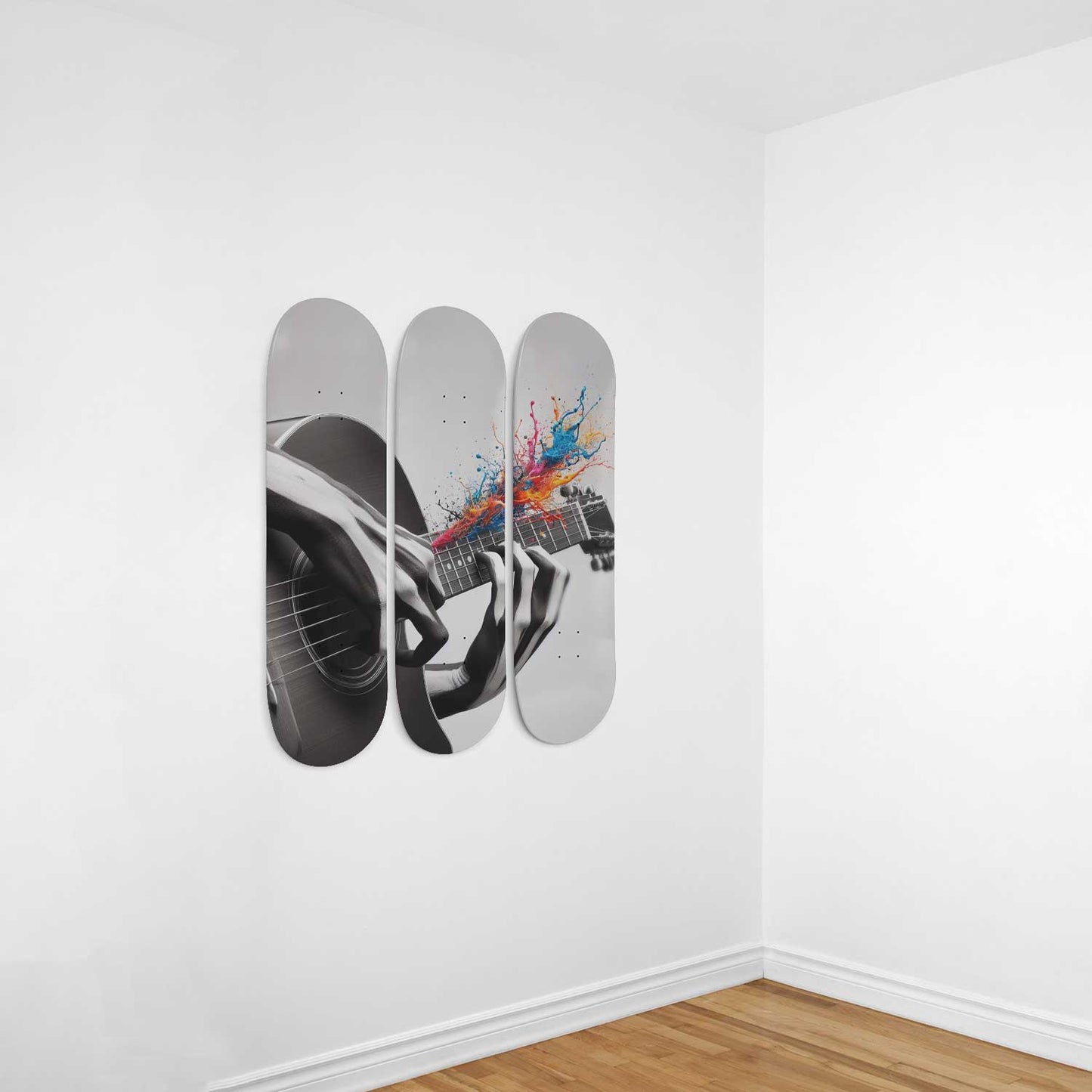 Guitar  3-Deck Skateboard Wall Art