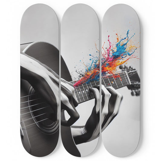Guitar  3-Deck Skateboard Wall Art