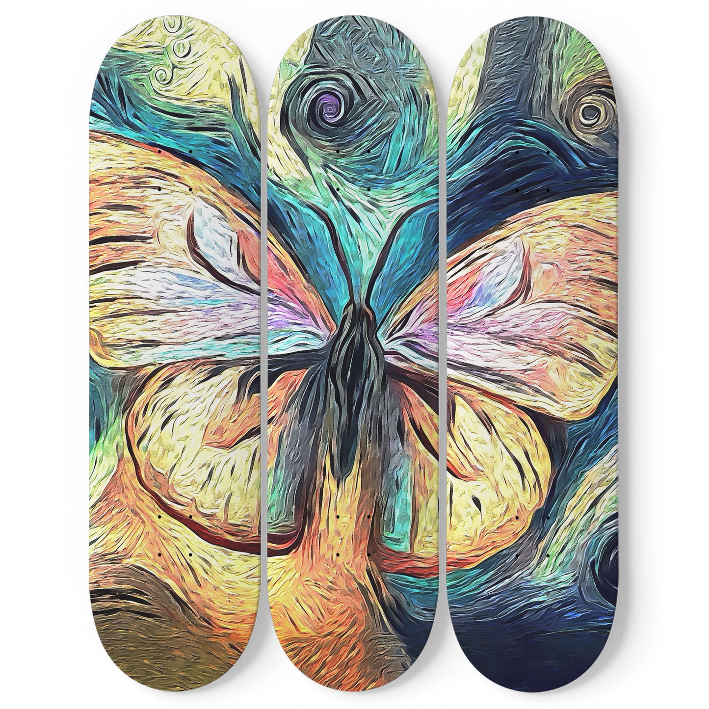 Van Gogh Happy Butterfly 3-Deck Skateboard Wall Art: Beautiful, Home Decor