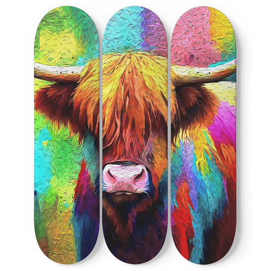 Van Gogh Highlands Colors 3-Deck Skateboard Wall Art
