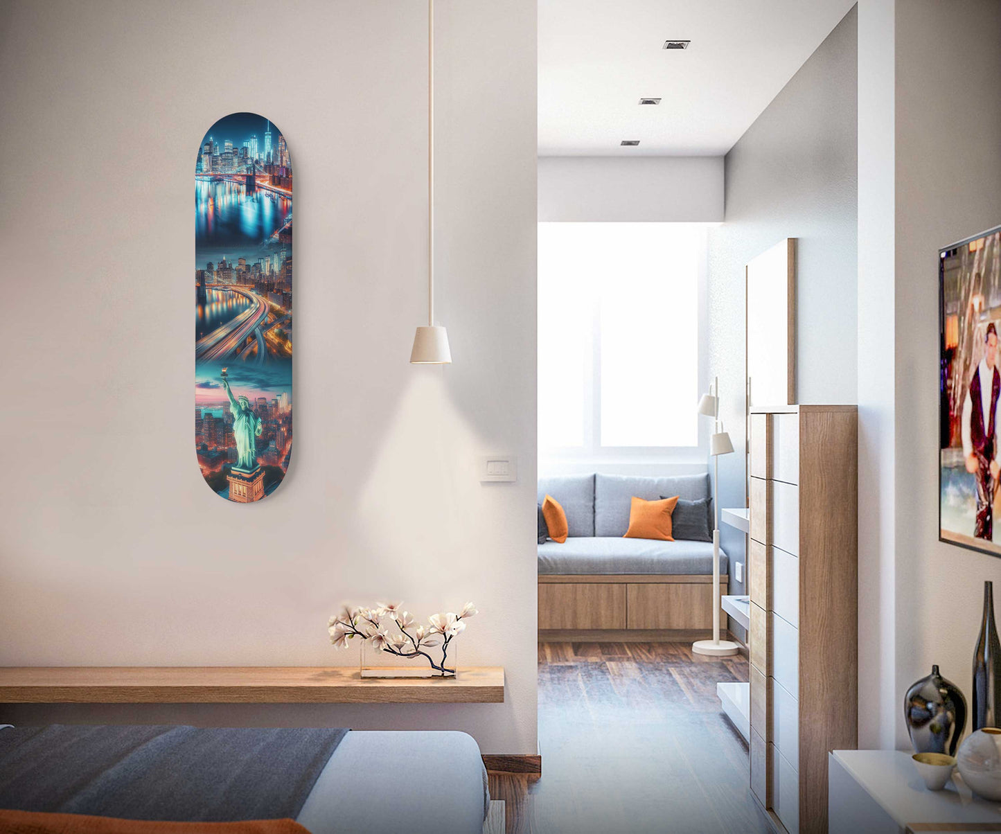 I Love New York Cityscaper 1-Deck Skateboard Wall Art