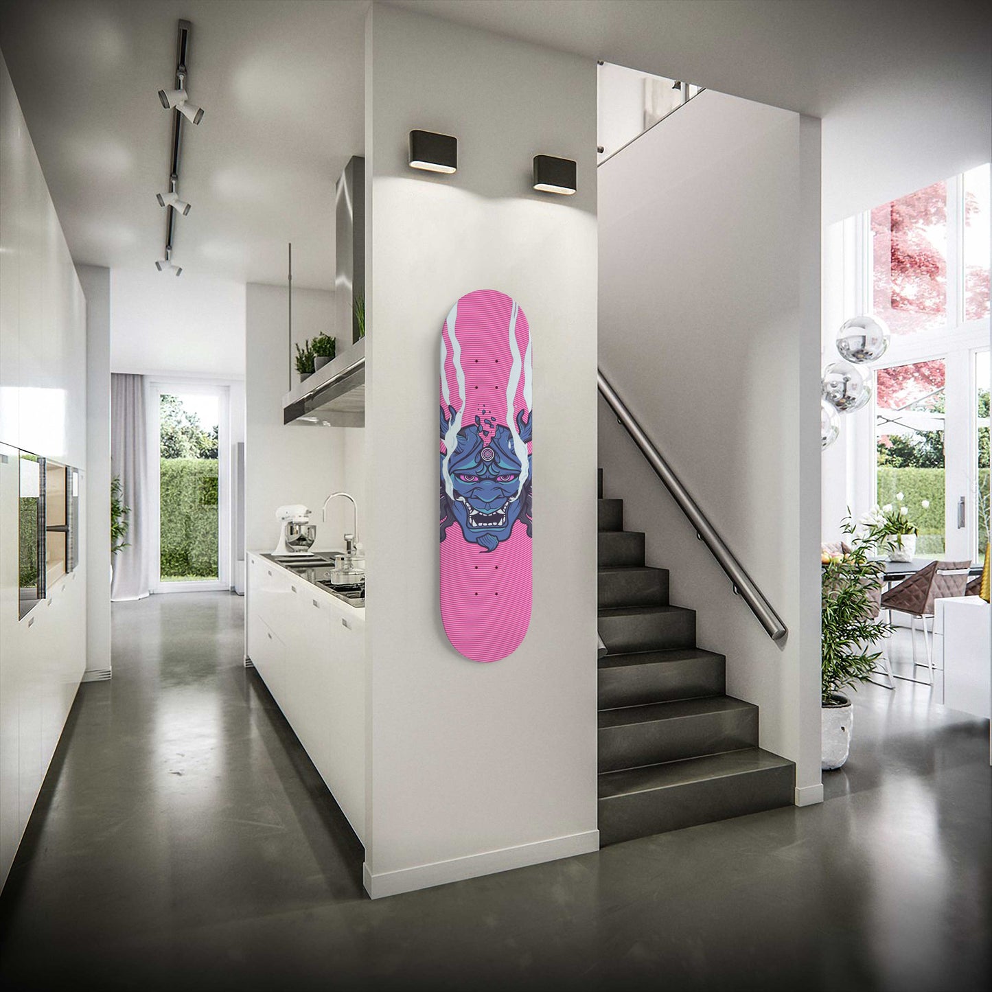 Japanese Mask Warrior Skateboard Wall Art