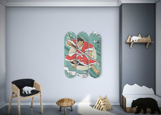 Katana Warrior 3-Deck Skateboard Wall Art: Samurai Mastery