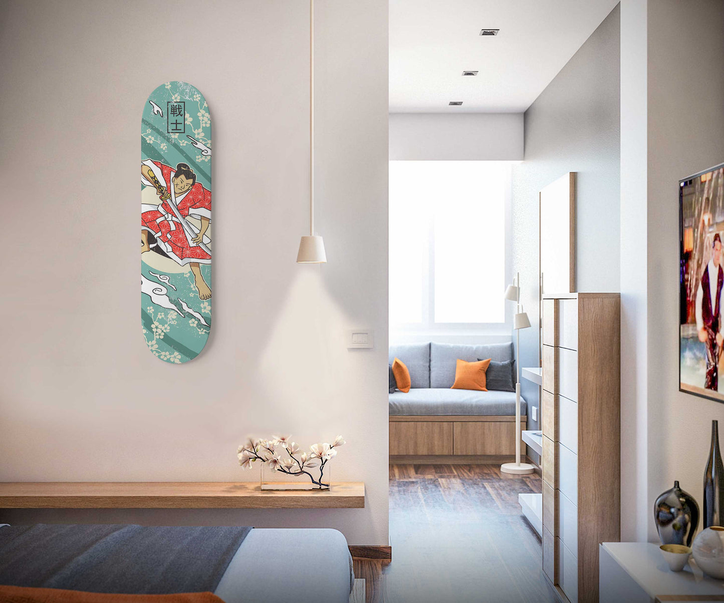 Katana Warrior Skateboard Wall Art