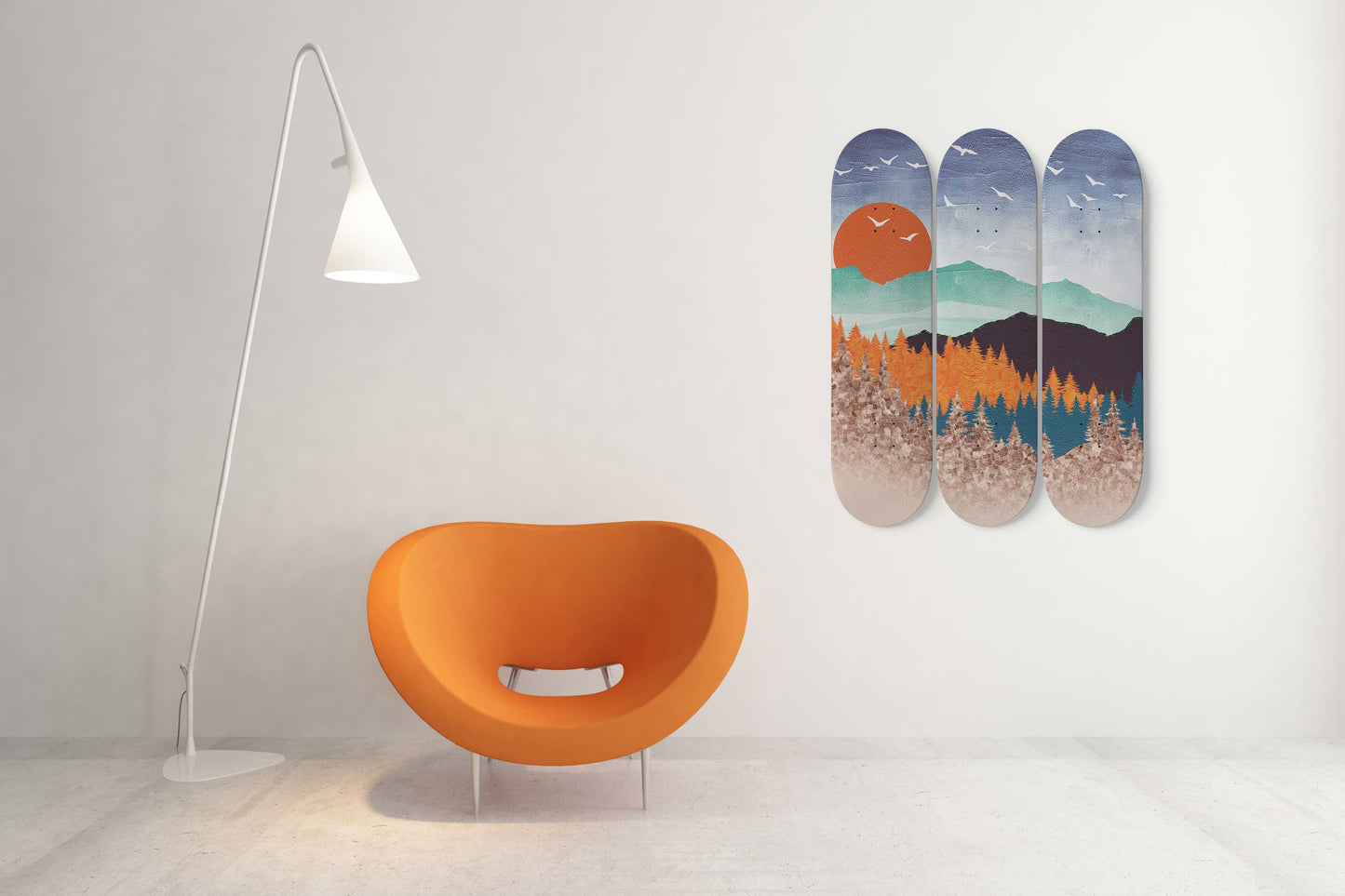 Mountain Sunset#1.0 3-Deck Skateboard Wall Art