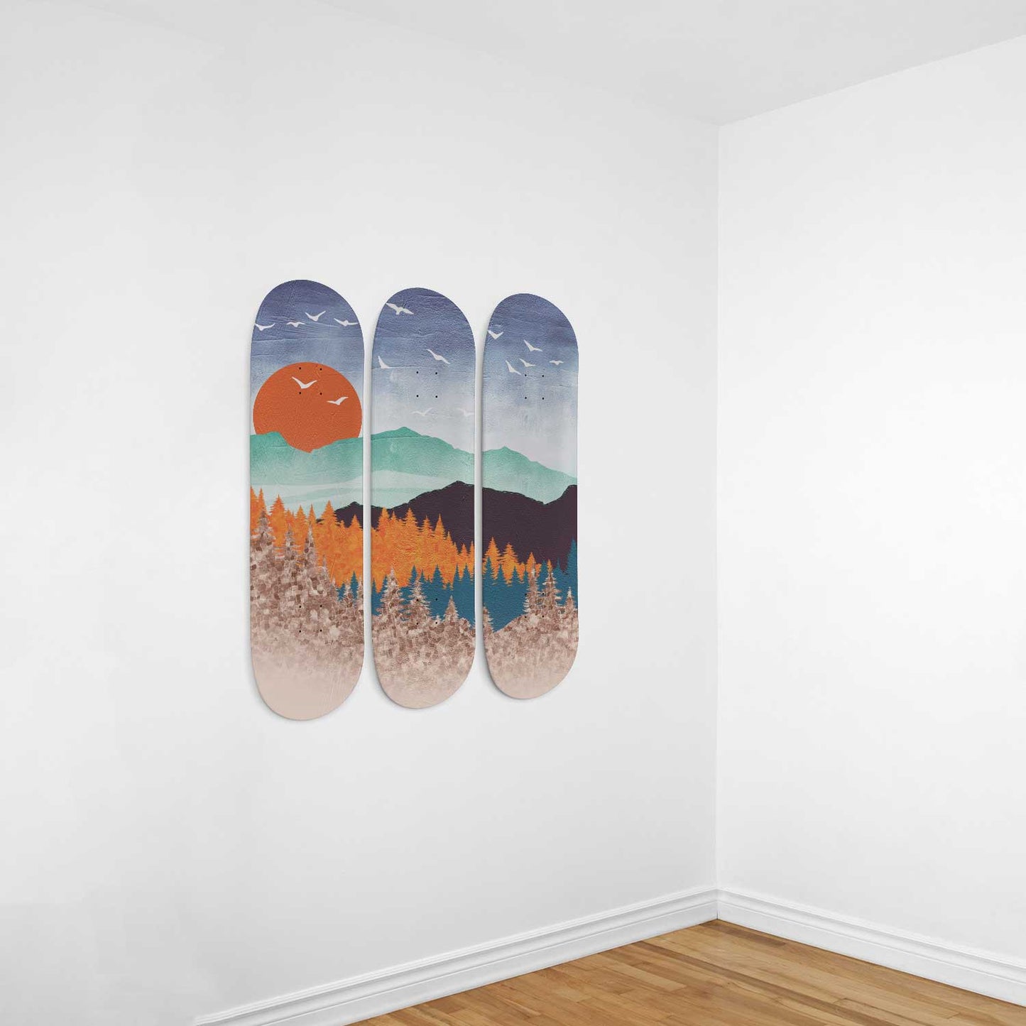 Mountain Sunset#1.0 3-Deck Skateboard Wall Art