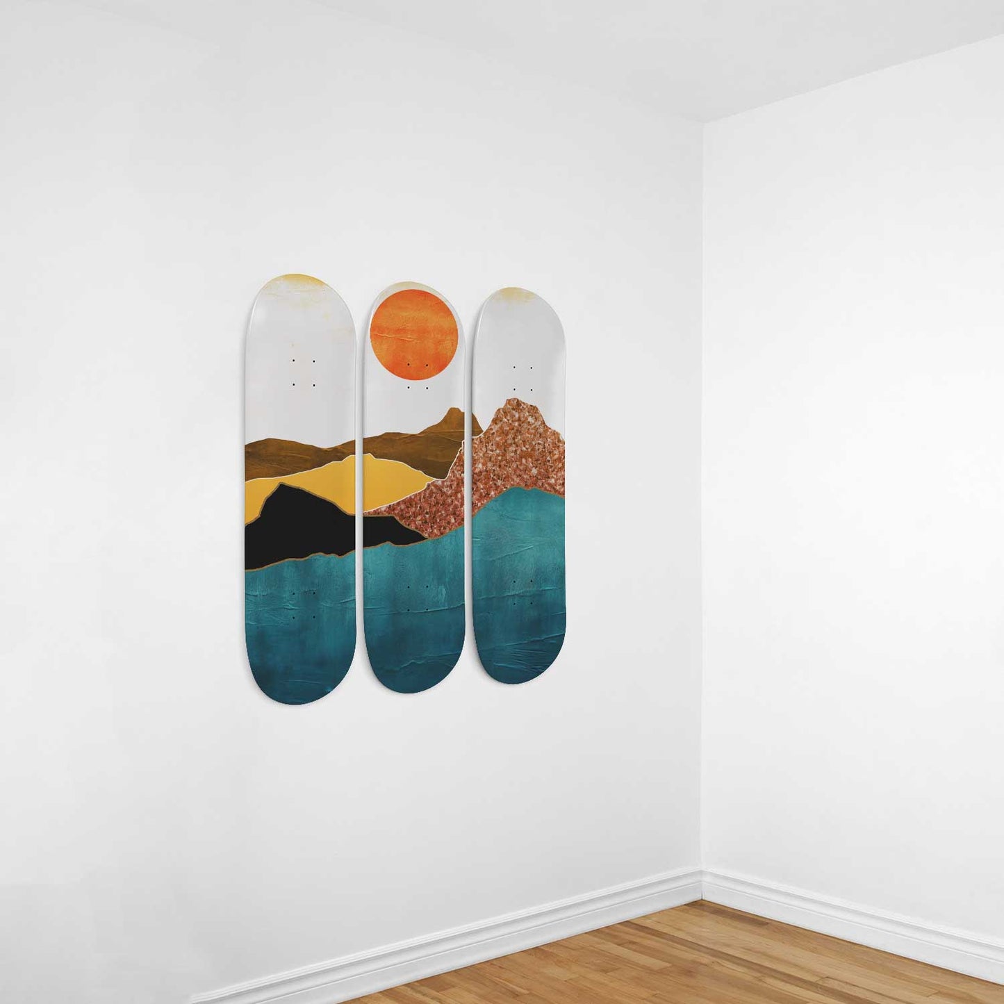 Mountain Sunset#3.0 3-Deck Skateboard Wall Art