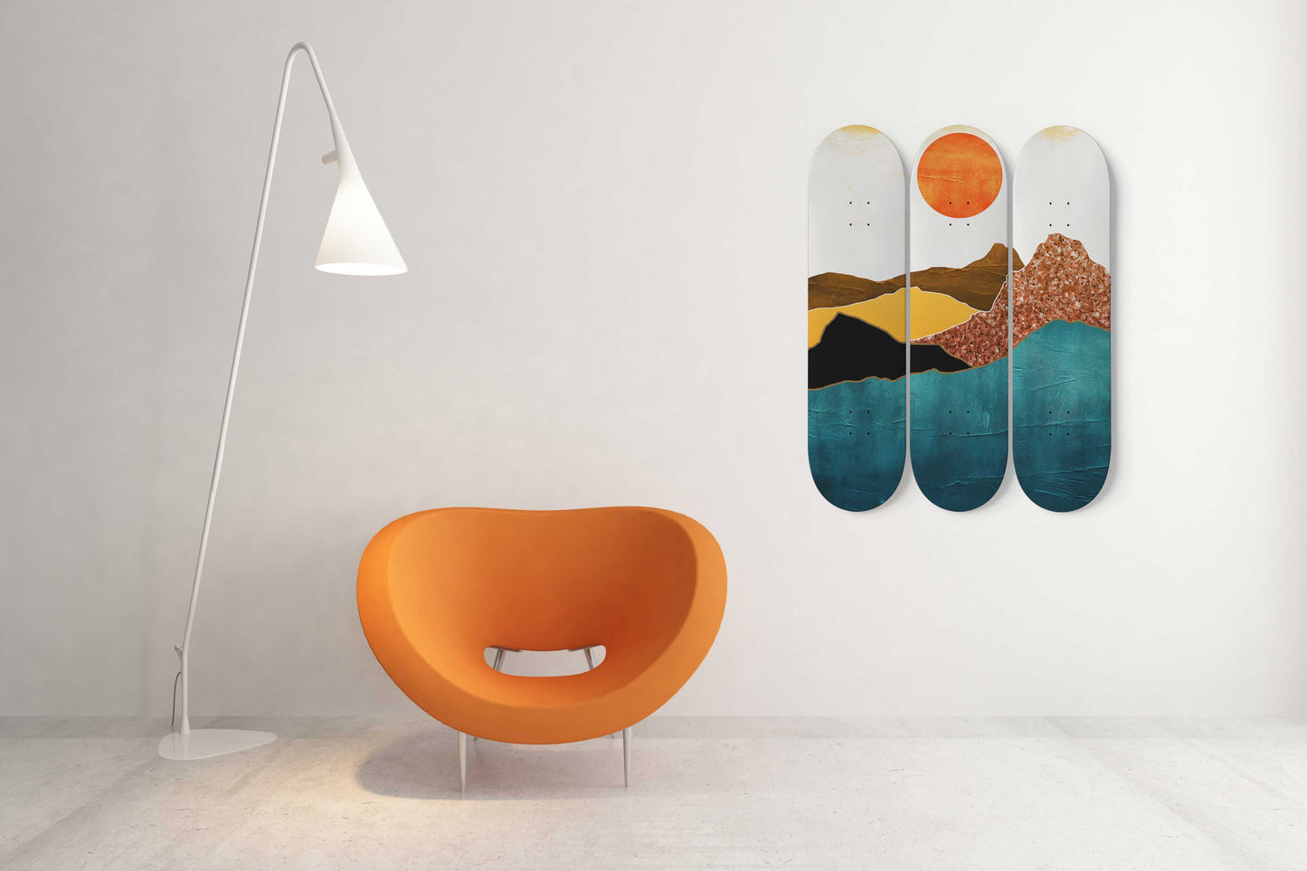 Mountain Sunset#3.0 3-Deck Skateboard Wall Art