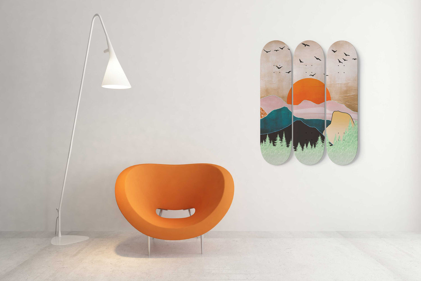 Mountain Sunset#4.0 3-Deck Skateboard Wall Art