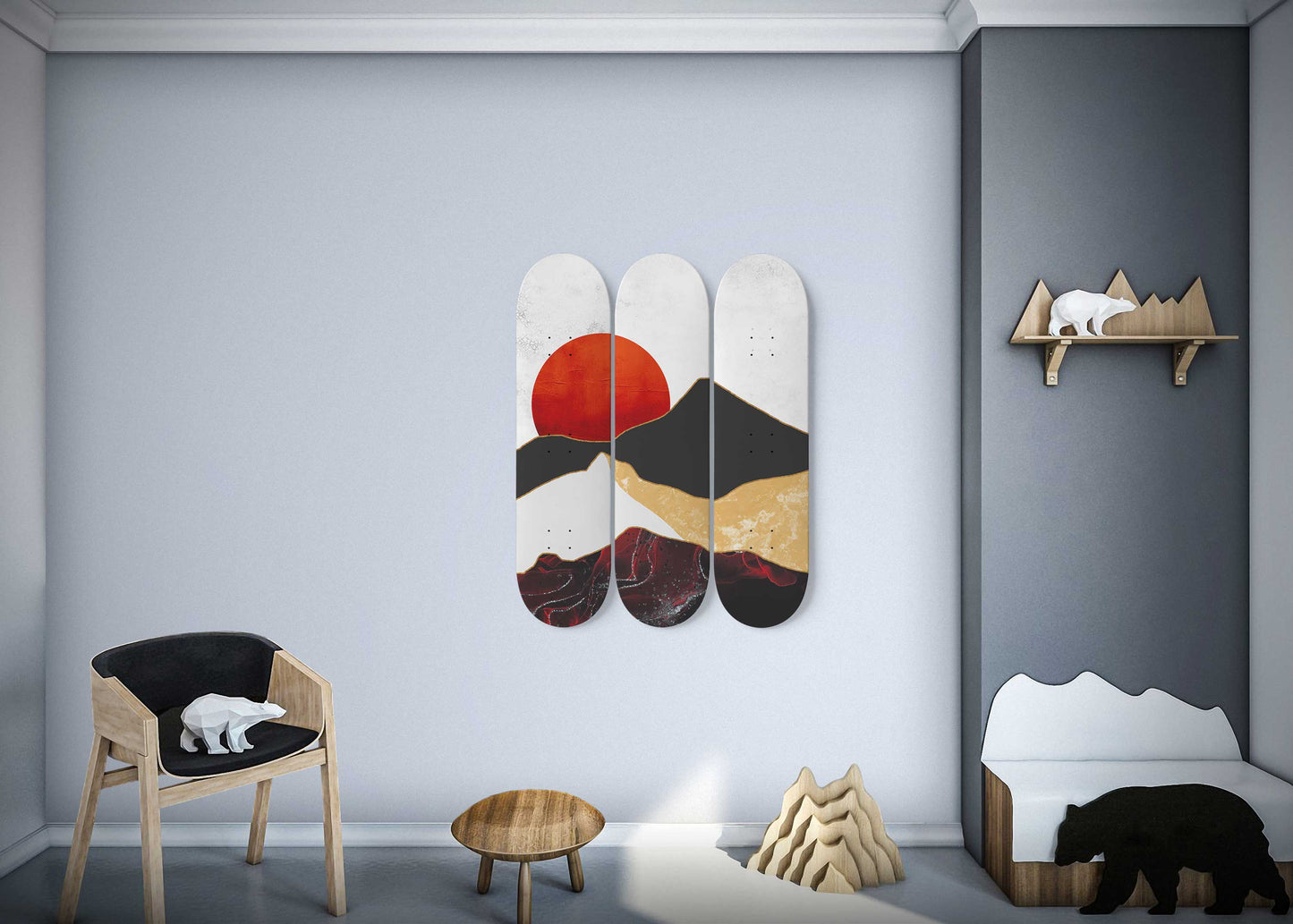 Mountain Sunset #5.0 3-Deck Skateboard Wall Art