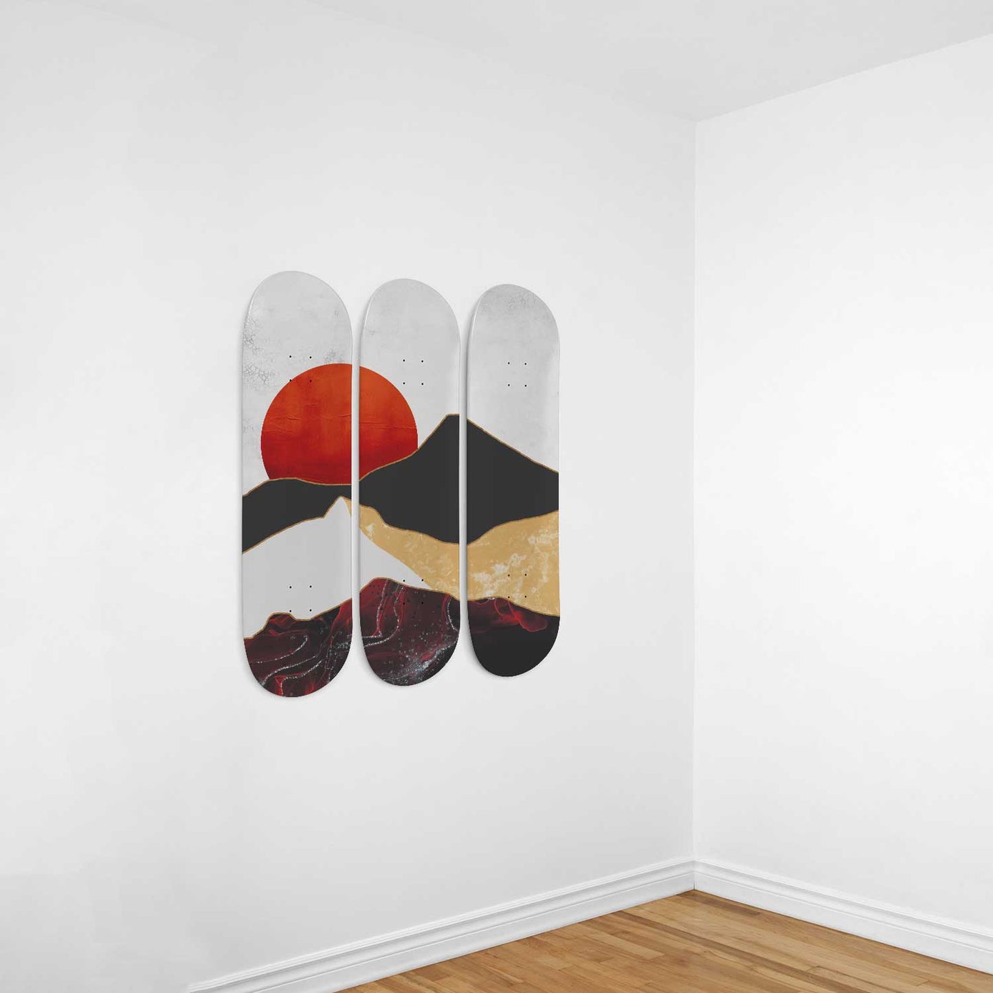 Mountain Sunset #5.0 3-Deck Skateboard Wall Art