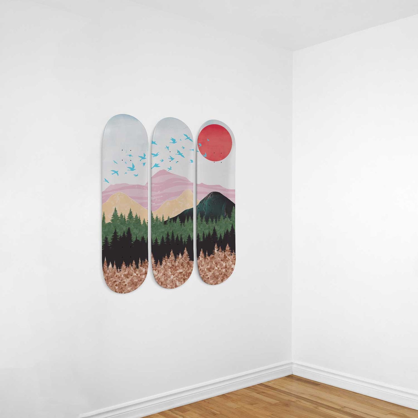 Mountain Sunset #6.0 3-Deck Skateboard Wall Art