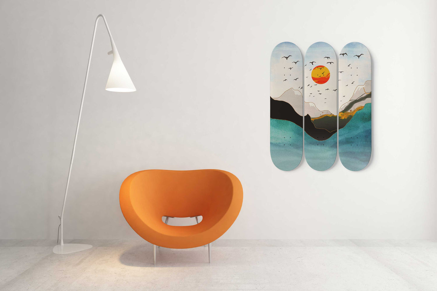 Mountain Sunset #7.0 3-Deck Skateboard Wall Art