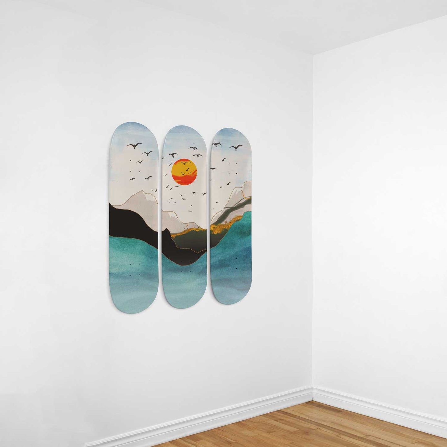 Mountain Sunset #7.0 3-Deck Skateboard Wall Art