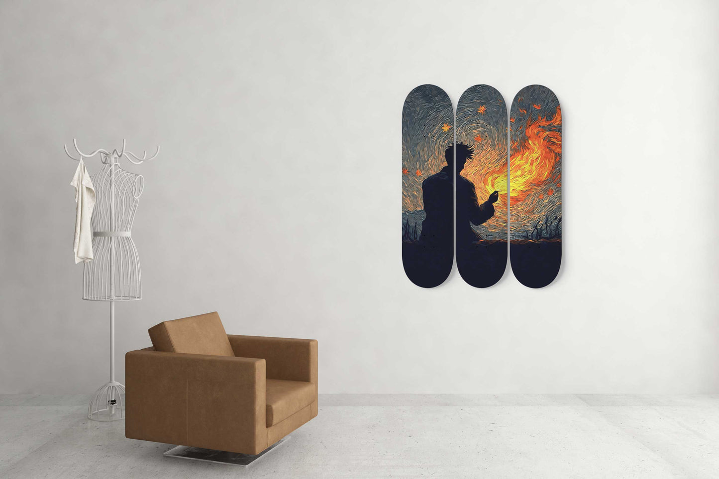 Van Gogh Night Chillin 3-Deck Skateboard Wall Art