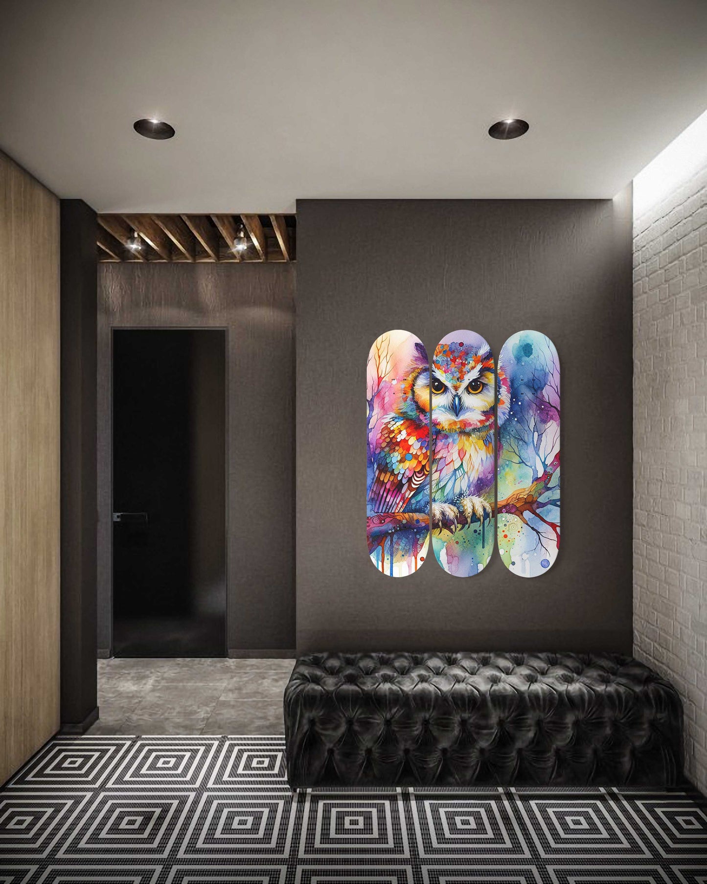 Owl #2.0 3-Deck Skateboard Wall Art