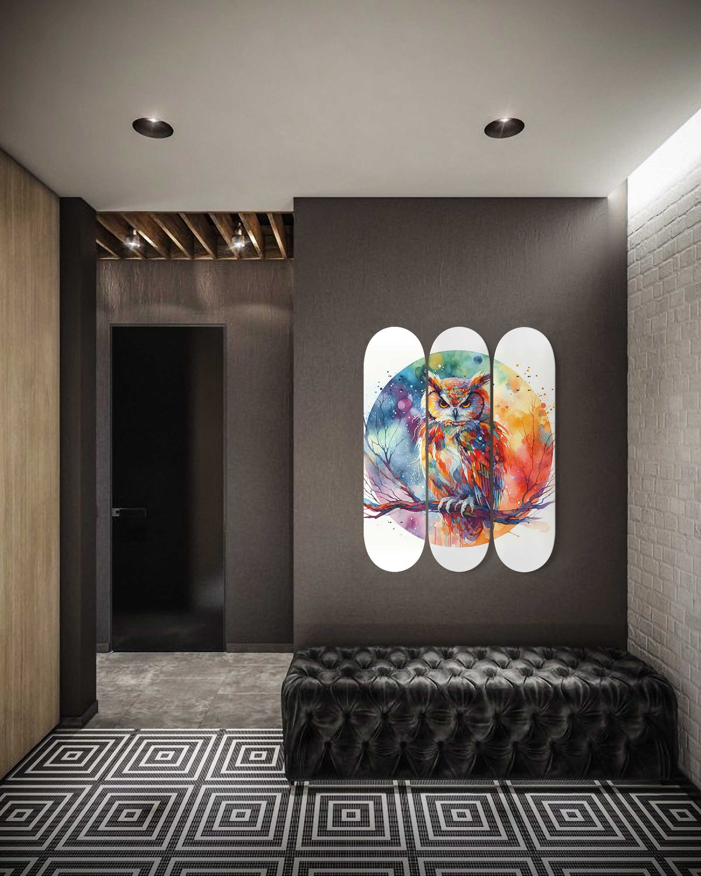 Owl#3.0 3-Deck Skateboard Wall Art
