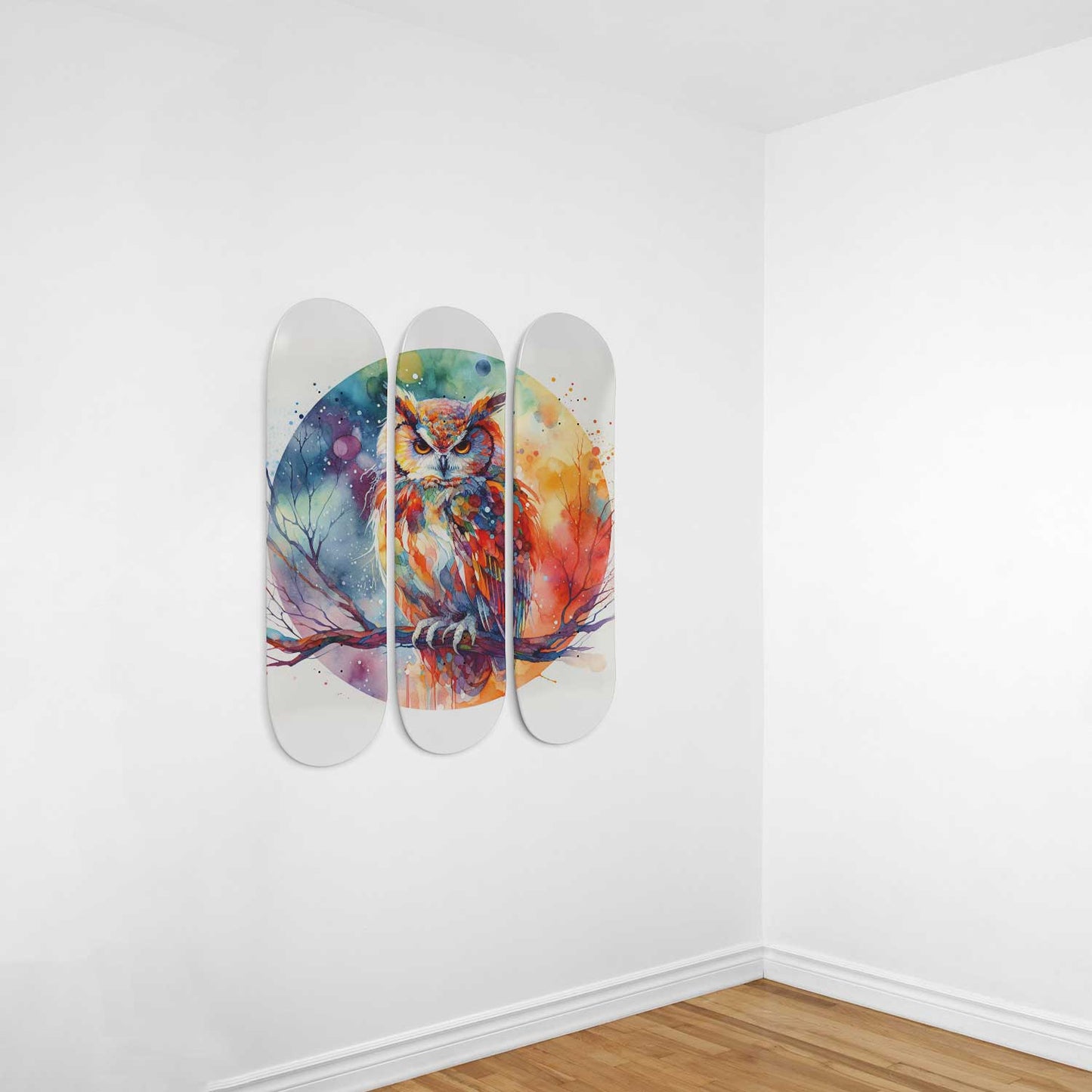 Owl#3.0 3-Deck Skateboard Wall Art