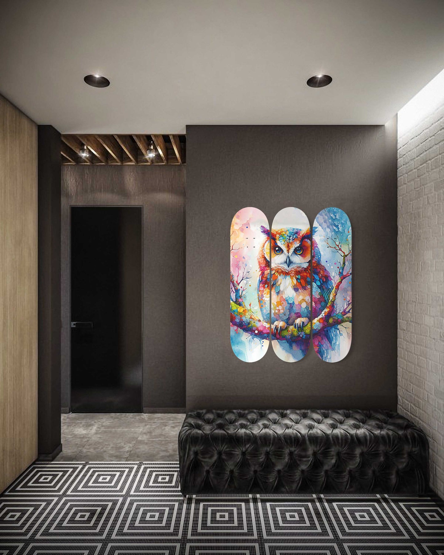 Owl#4.0 3-Deck Skateboard Wall Art