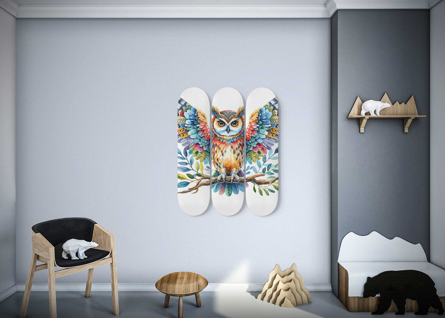 Owl#5.0 3-Deck Skateboard Wall Art