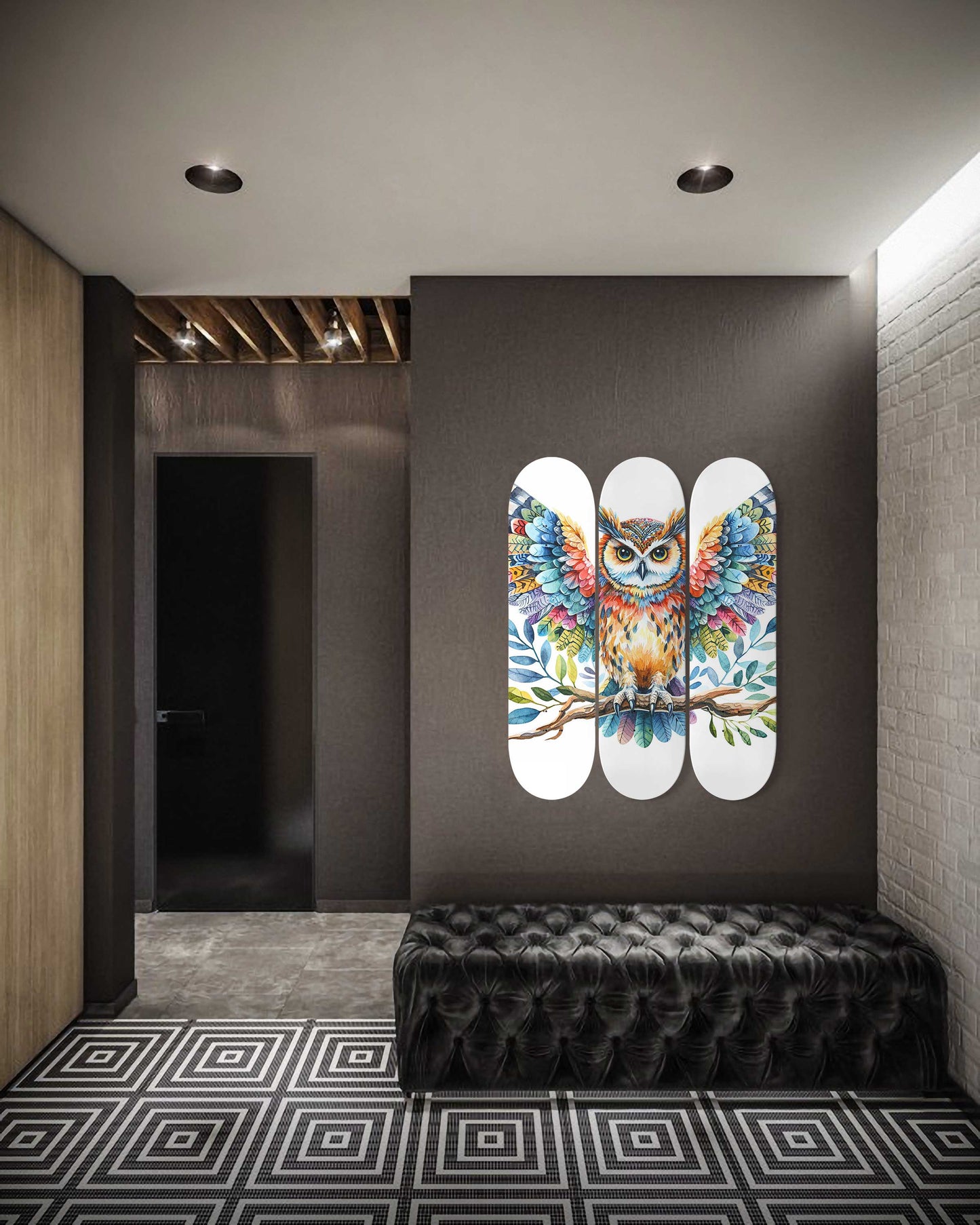 Owl#5.0 3-Deck Skateboard Wall Art