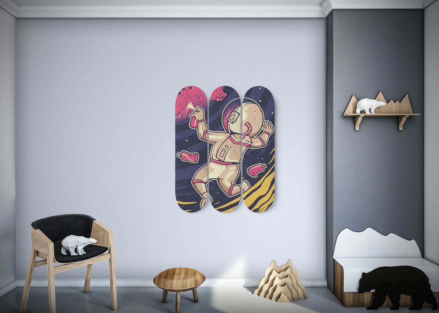 Paint The Planet 3-Deck Skateboard Wall Art: Cosmic Creation
