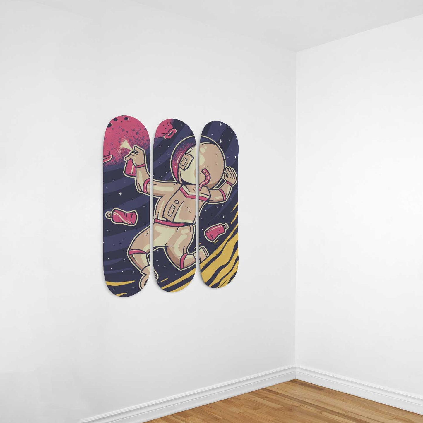 Paint The Planet 3-Deck Skateboard Wall Art: Cosmic Creation