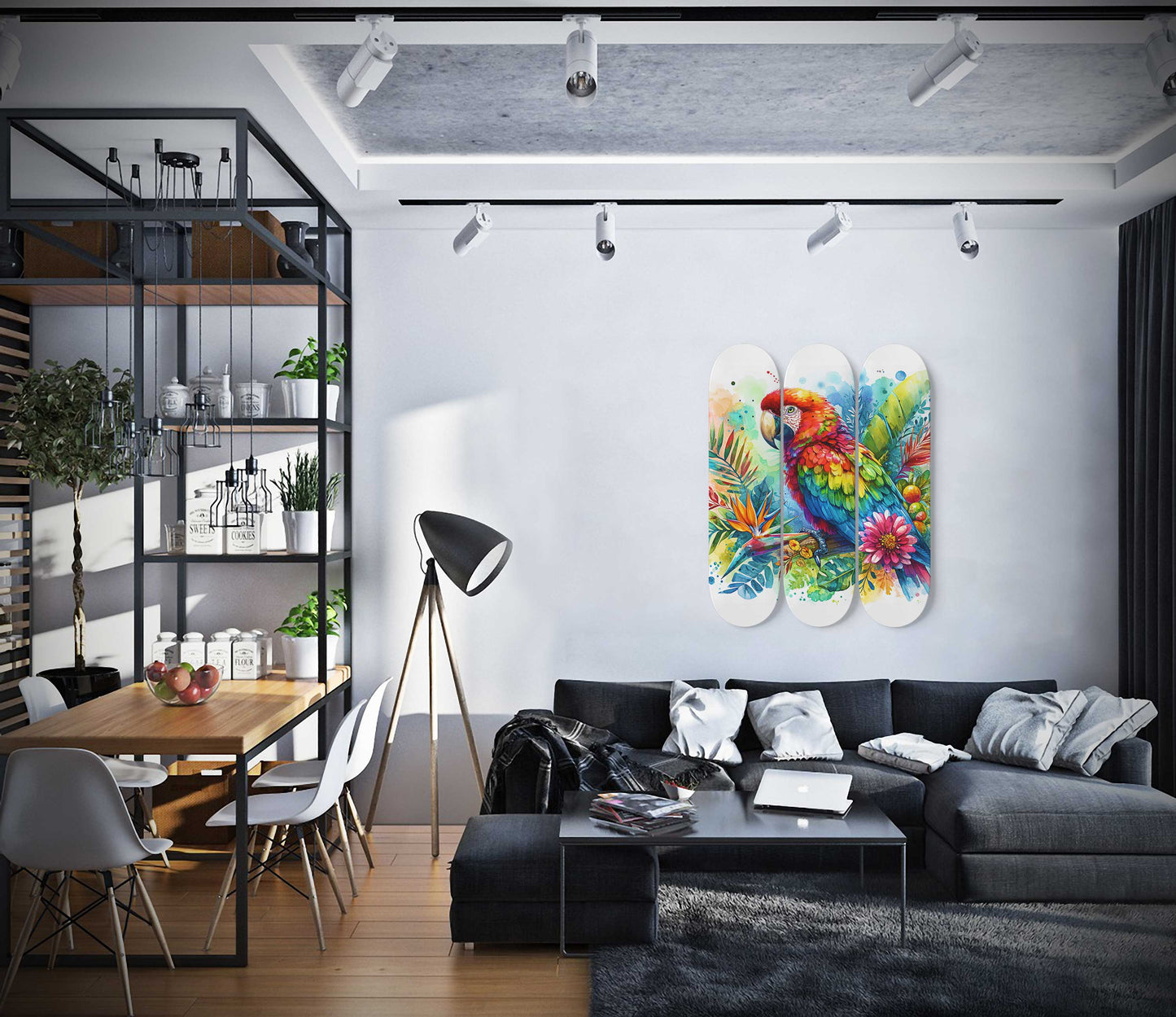 Beautiful Parrot #2 3-Deck Skateboard Wall Art