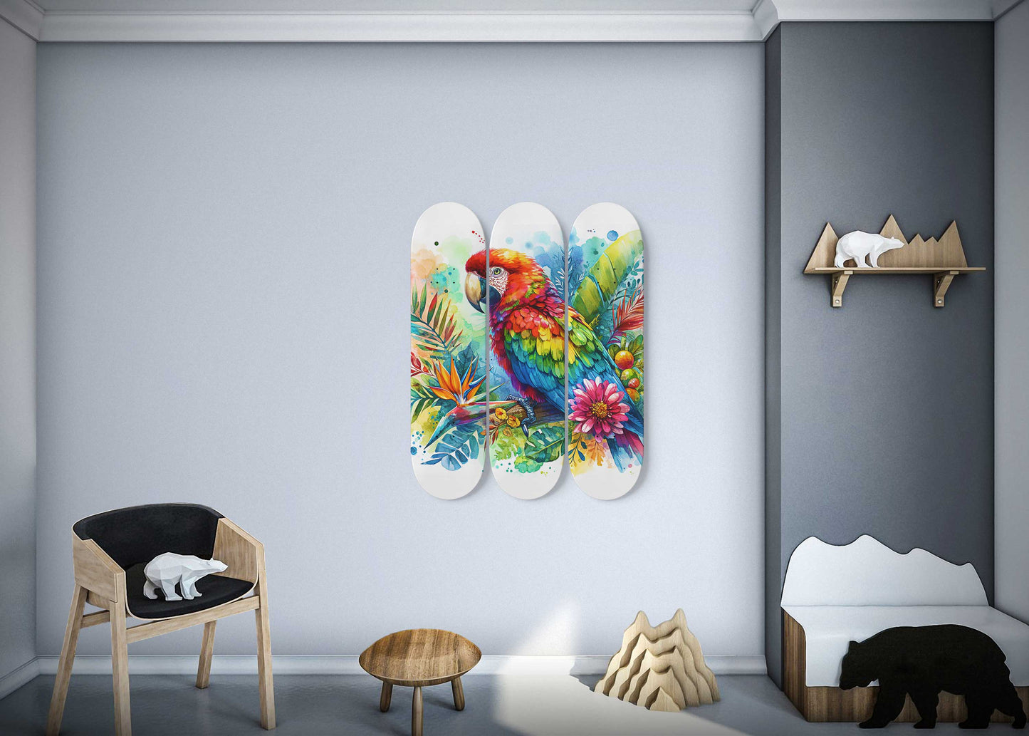 Beautiful Parrot #2 3-Deck Skateboard Wall Art