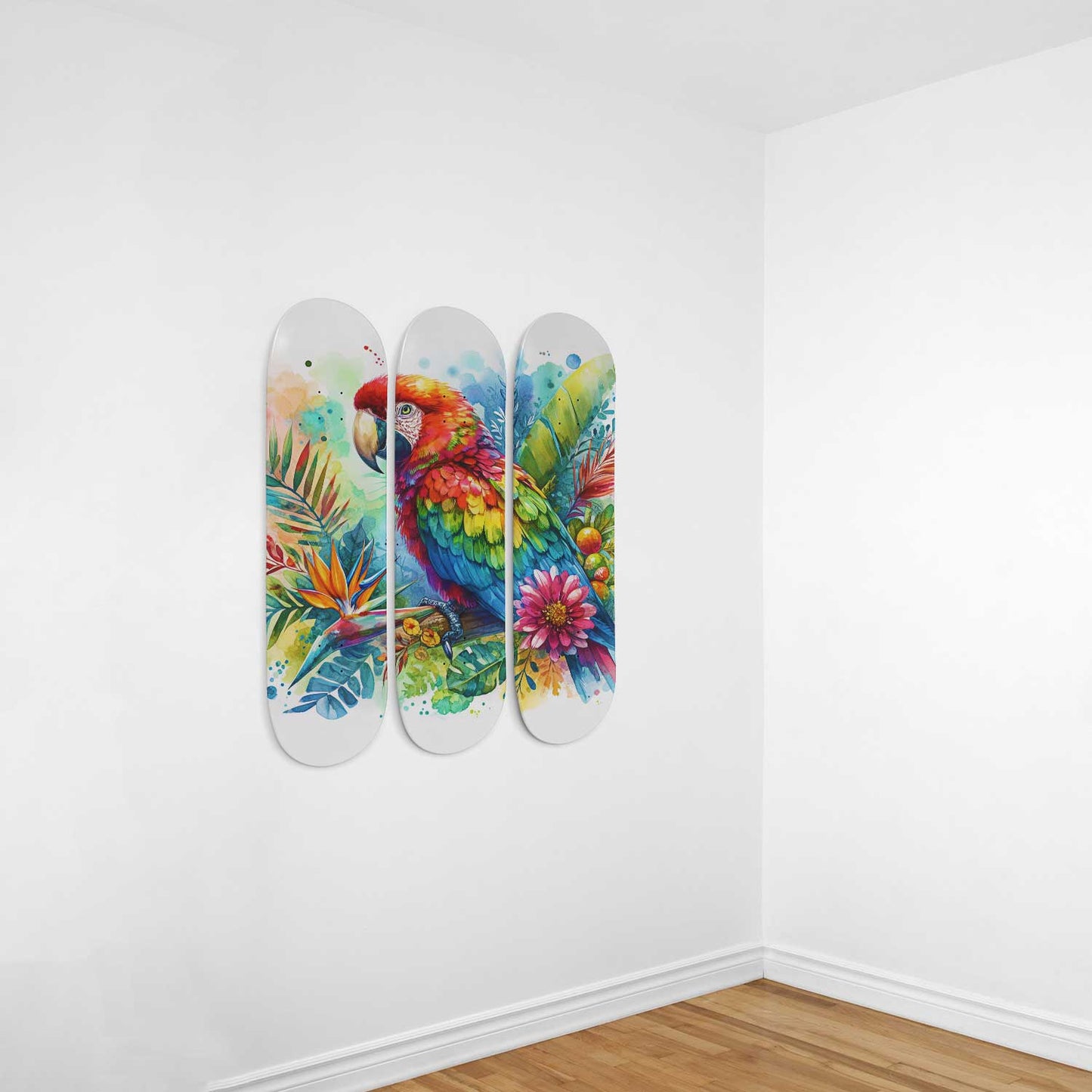 Beautiful Parrot #2 3-Deck Skateboard Wall Art