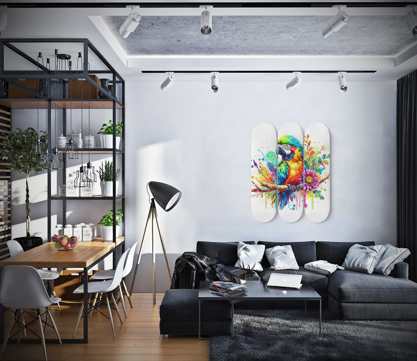 Beautiful Parrot #3 3-Deck Skateboard Wall Art