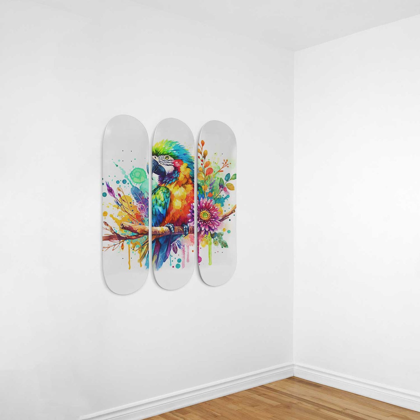 Beautiful Parrot #3 3-Deck Skateboard Wall Art