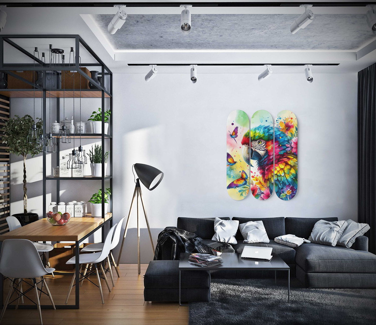 Beautiful Parrot #4 3-Deck Skateboard Wall Art