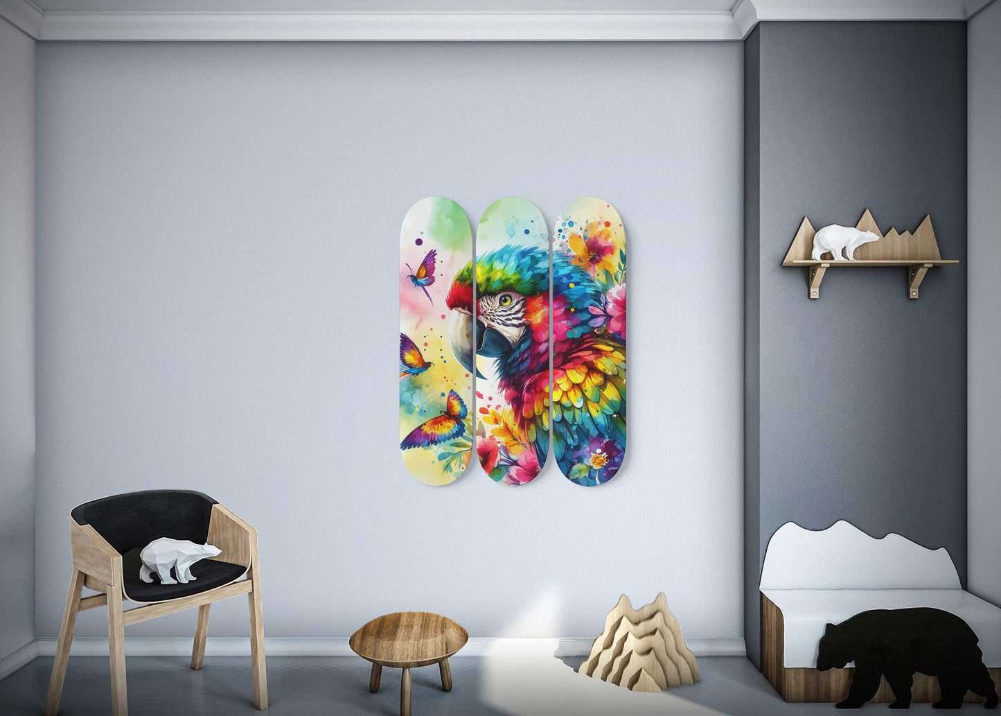 Beautiful Parrot #4 3-Deck Skateboard Wall Art
