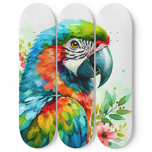 Beautiful Parrot #5 3-Deck Skateboard Wall Art