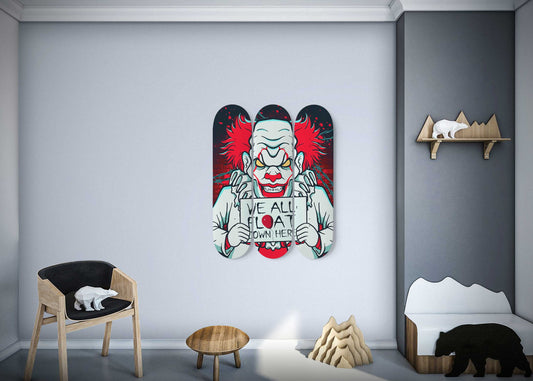 Halloween Pennywise 3 Deck Skateboard Wall Art: Creepy Clown Home Decor