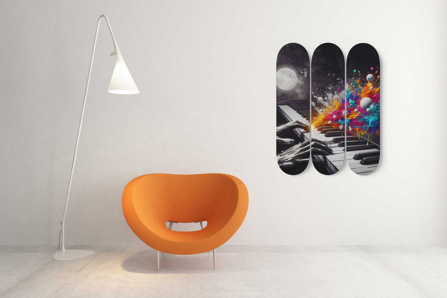 Piano 3-Deck Skateboard Wall Art