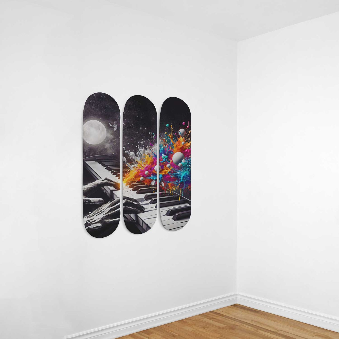 Piano 3-Deck Skateboard Wall Art
