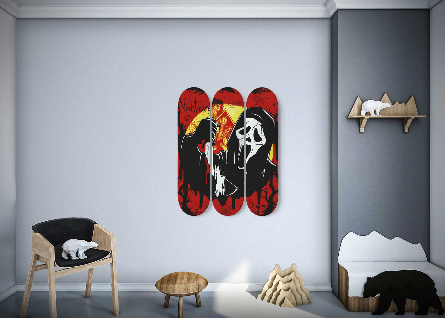 Halloween Reaper 3 Deck Skateboard Wall Art: Spine-Chilling Home Decor
