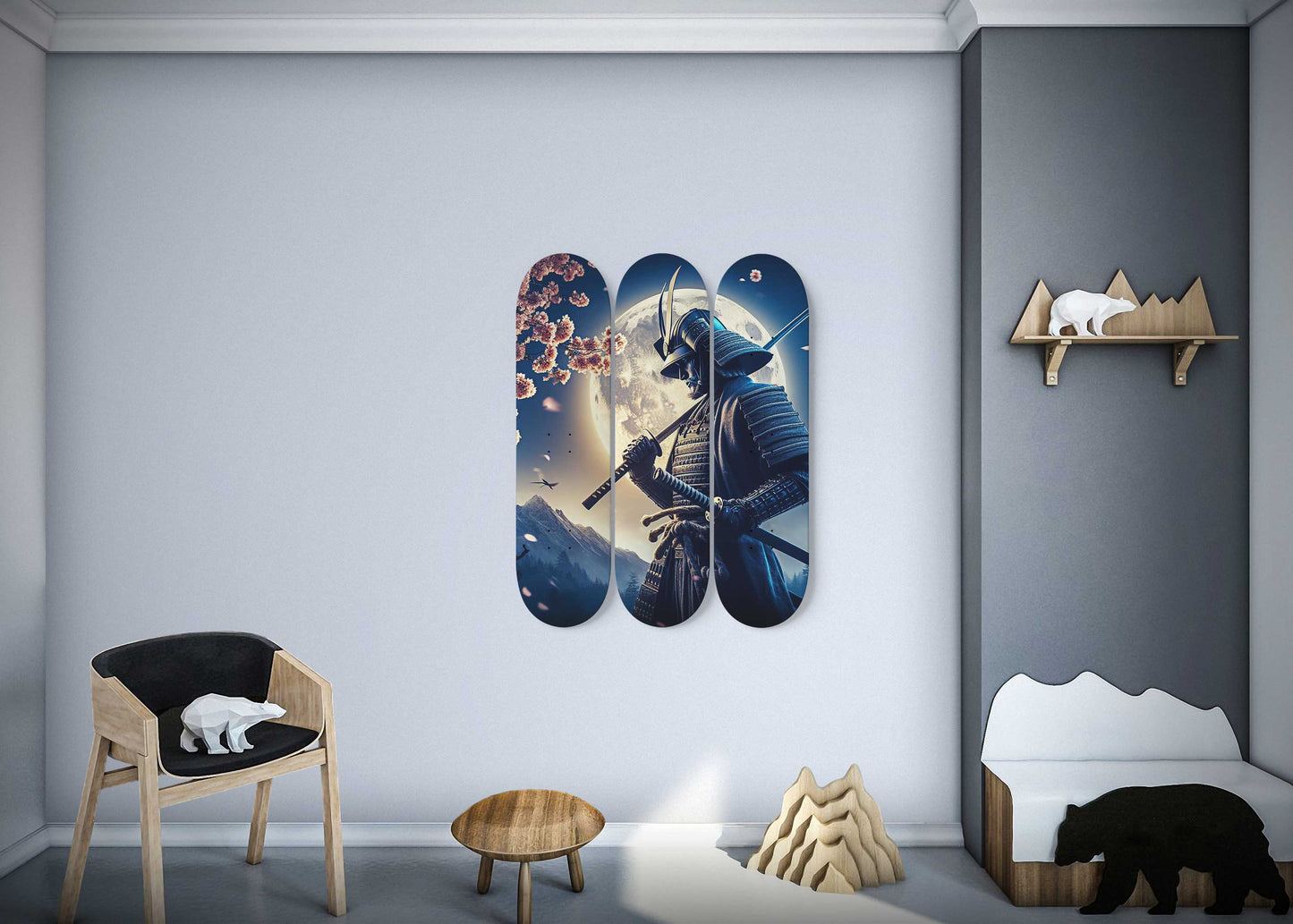 Samurai #1.0 3-Deck Skateboard Wall Art